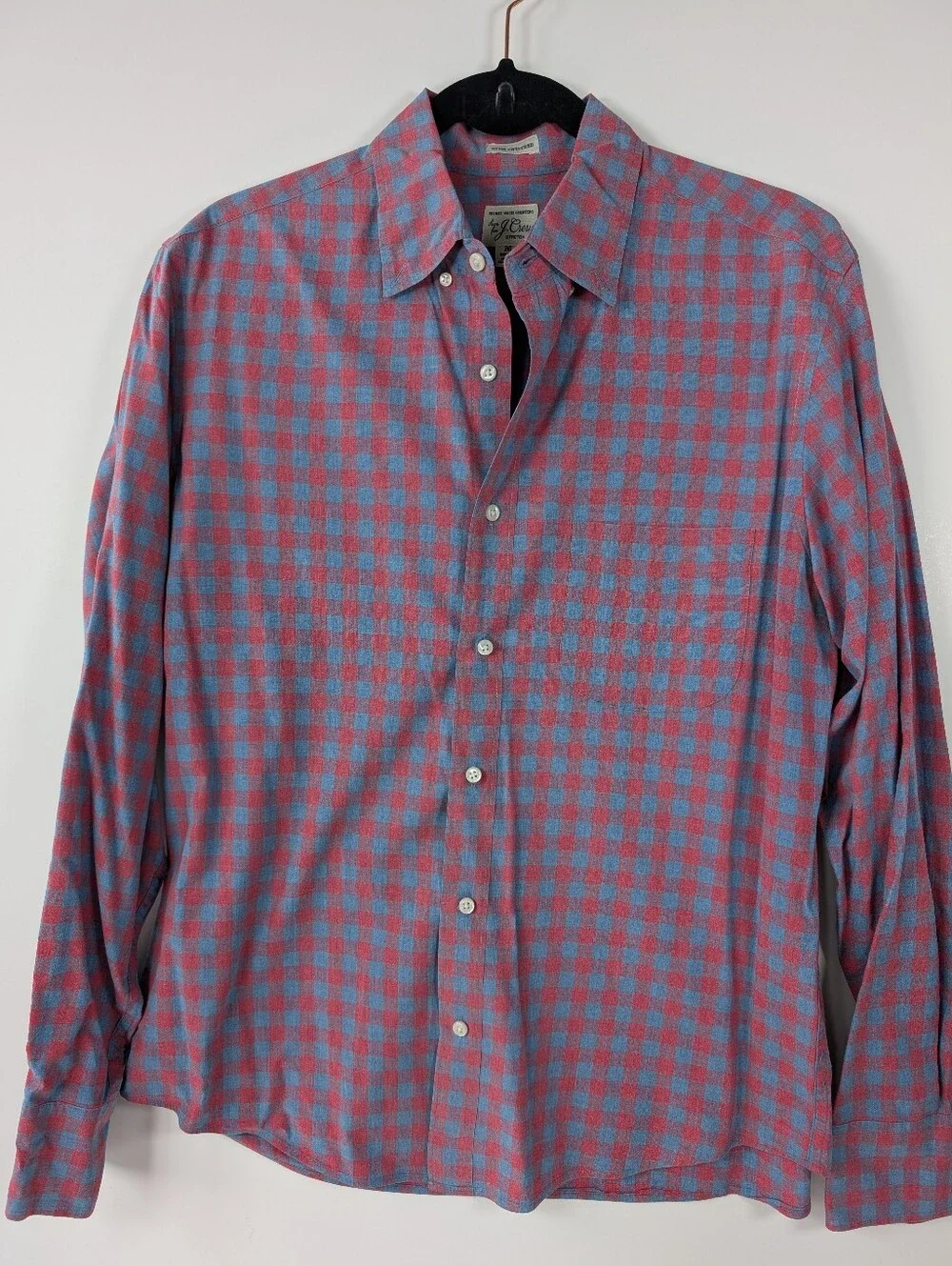 J. Crew Blue and Pink Check Button-Down Shirt